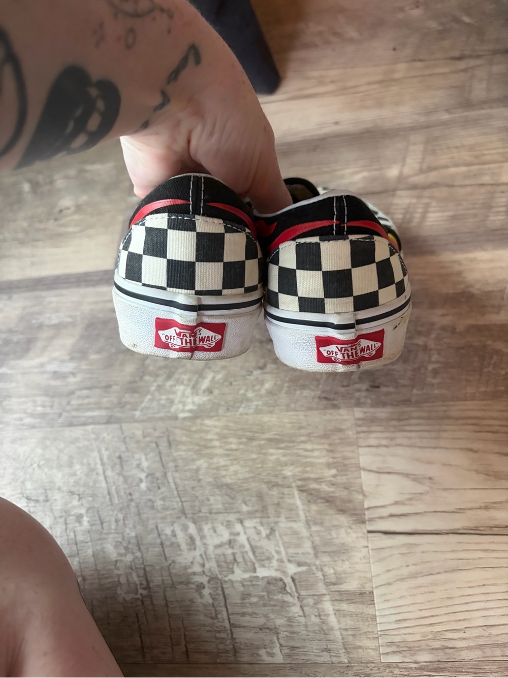 Vans women’s Disney Mickey & Minnie Checkerboard Slip-On Shoes - Black/Yellow - Picture 5 of 5